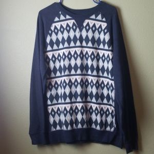 Levi's ~ Men's ~ Blue and White ~ Diamond Patterned ~ Sweatshirt